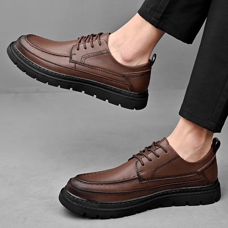 King Jinmai Men's Casual Shoes Men Low Top Black, Red Brown-17