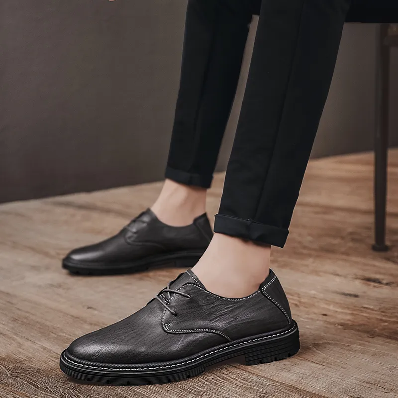 King Jinmai Men's Casual Shoes Men Low Top Black, Brown, Gray-30