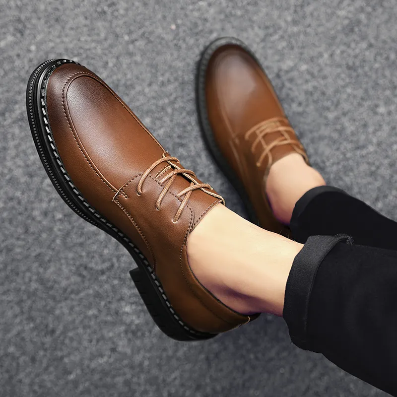 King Jinmai Men's Casual Shoes Men Low Top Black, Brown-15