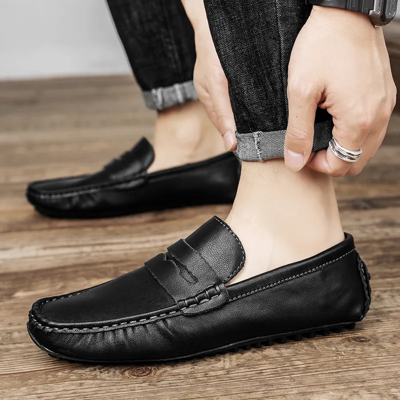 King Jinmai Gommino Loafers Men Black/Red Brown/Khaki-6