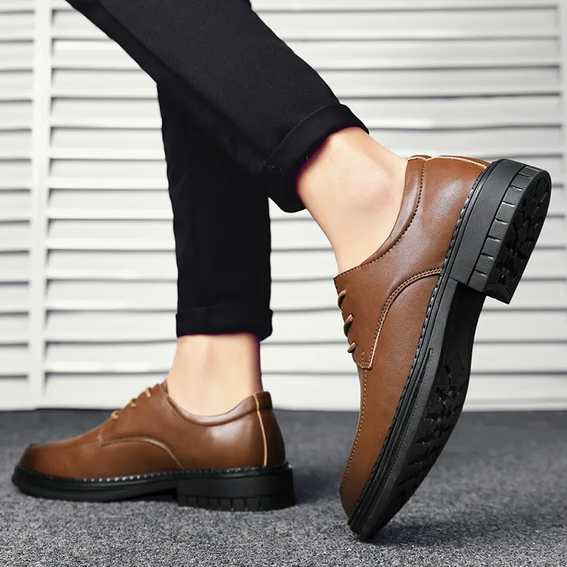 King Jinmai Men's Casual Shoes Men Low Top Black, Brown-12