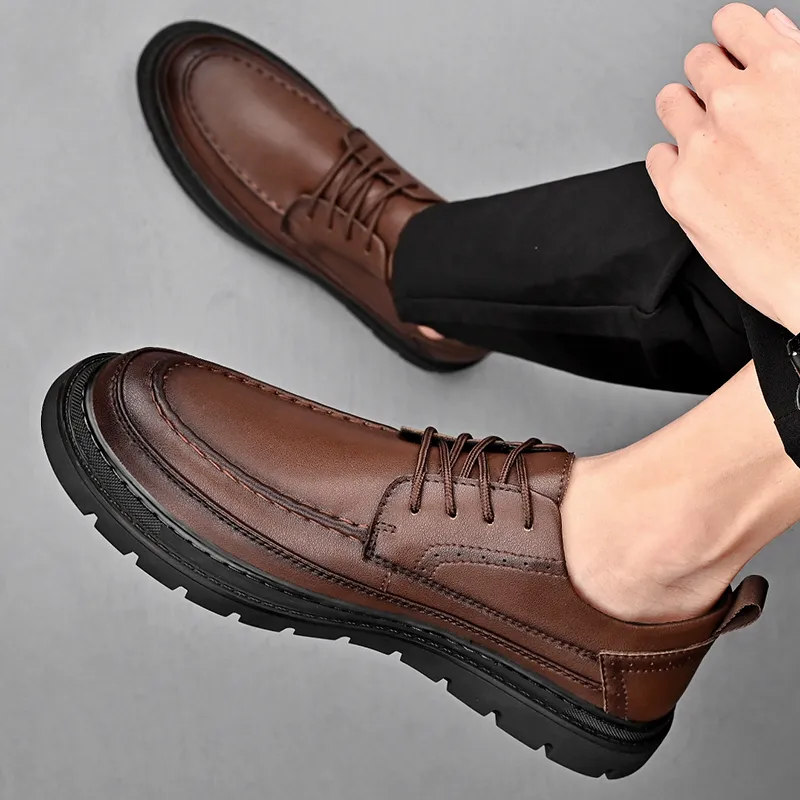 King Jinmai Men's Casual Shoes Men Low Top Black, Red Brown-15