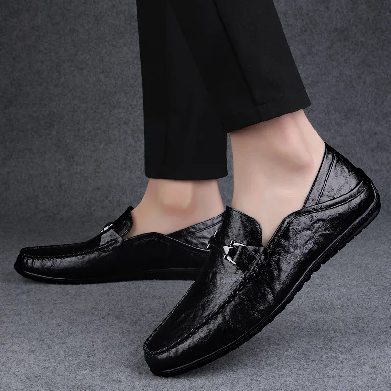 King Jinmai Gommino Loafers Men Black/Dark Brown-9