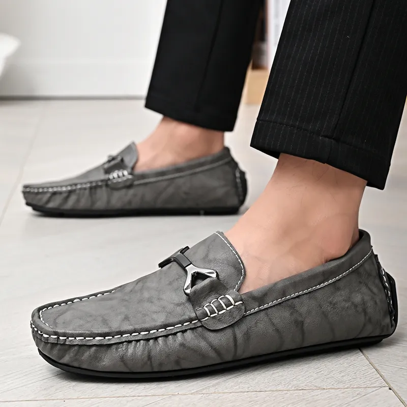 King Jinmai Men's Casual Shoes Men Low Top Black, Gray, Brown-13