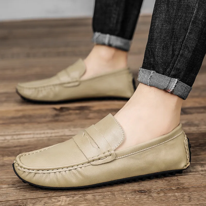 King Jinmai Gommino Loafers Men Black/Red Brown/Khaki-21
