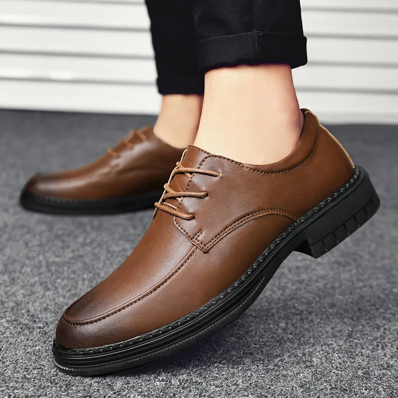 King Jinmai Men's Casual Shoes Men Low Top Black, Brown-13