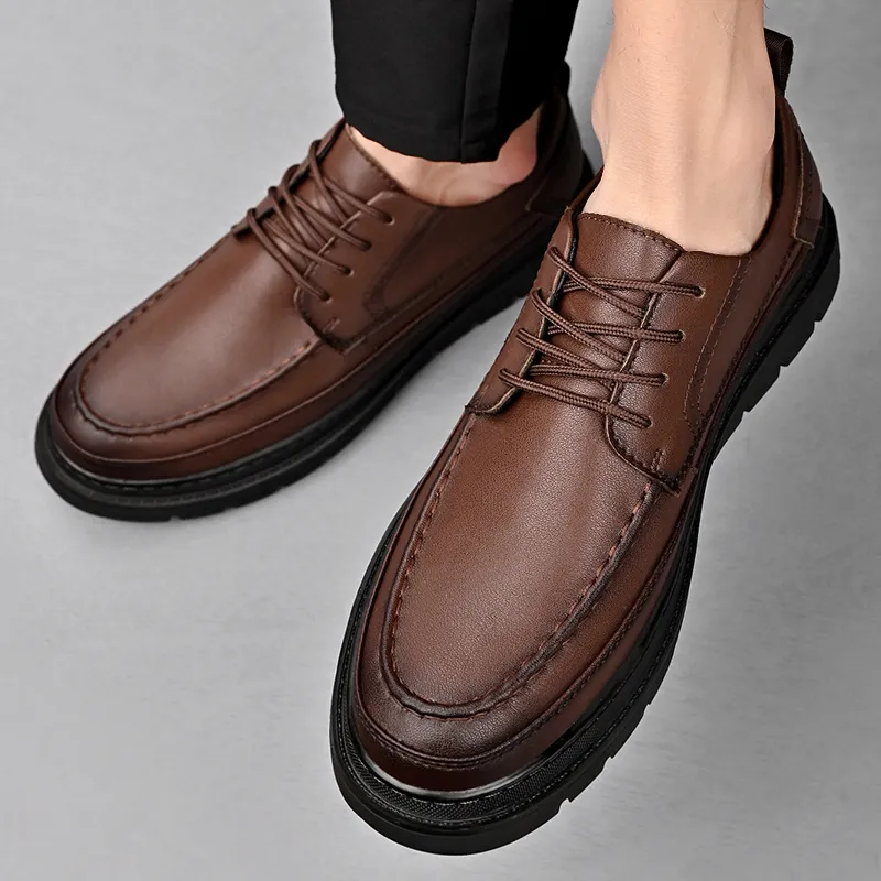 King Jinmai Men's Casual Shoes Men Low Top Black, Red Brown-16