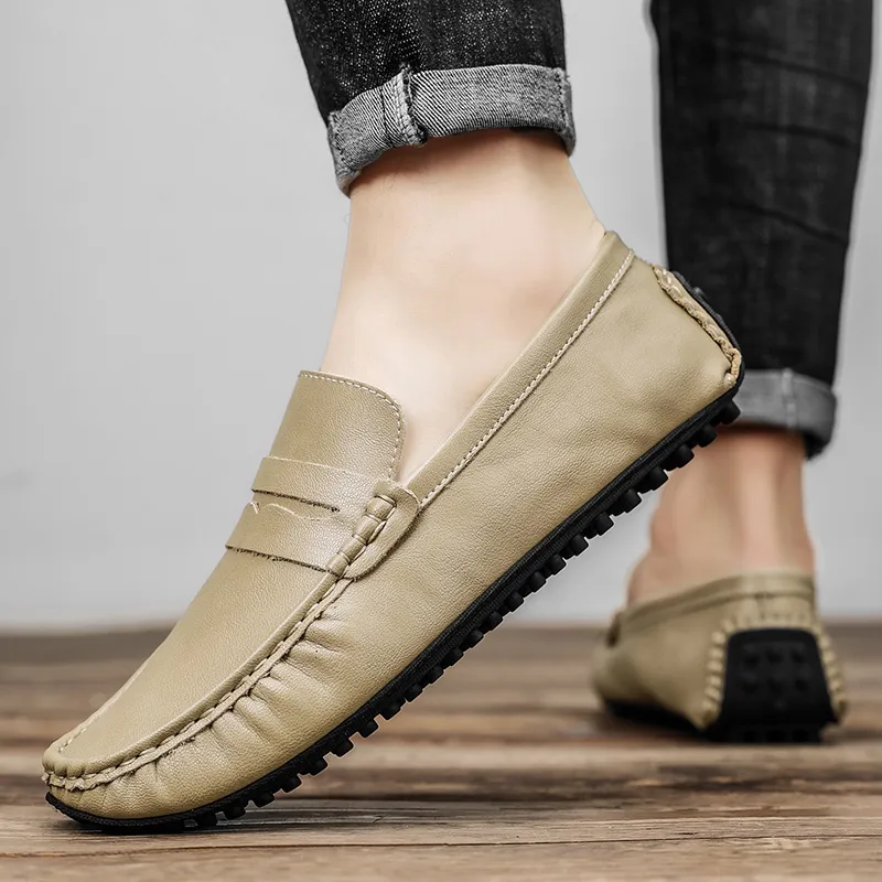 King Jinmai Gommino Loafers Men Black/Red Brown/Khaki-24
