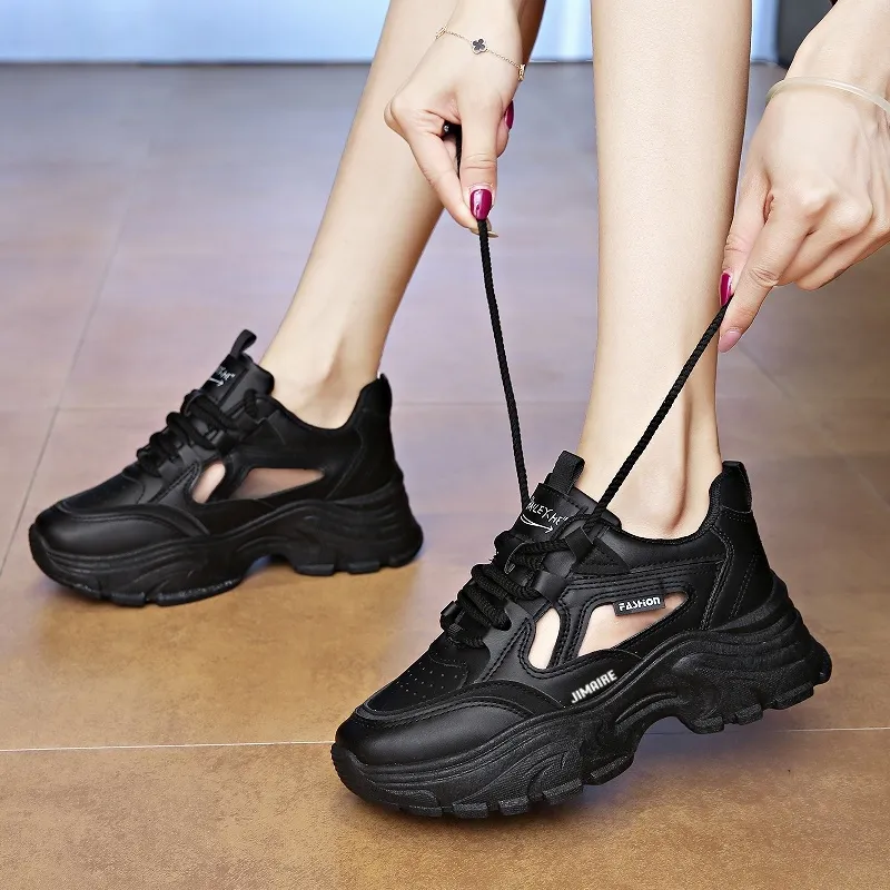 King Jinmai Breathable Height Increasing Abrasion Resistant Low Top Chunky Sneakers Women's-2