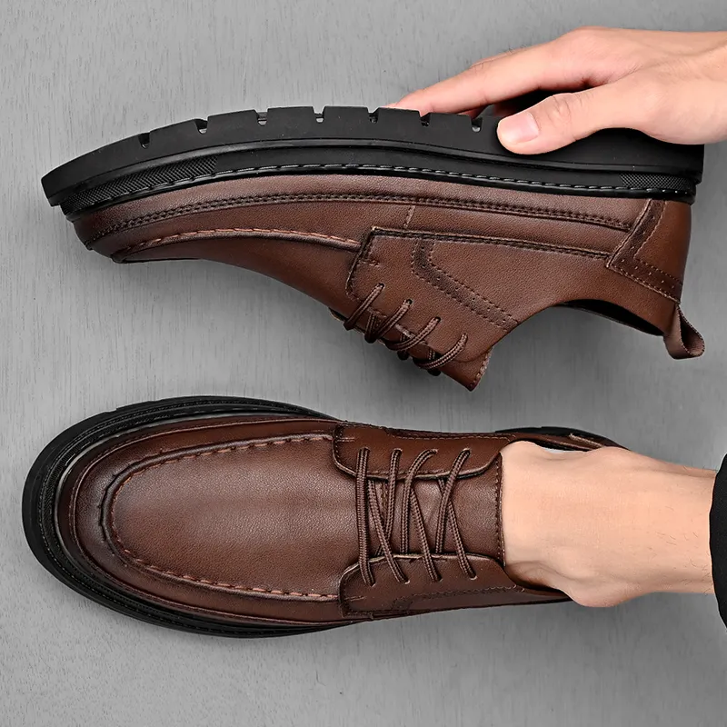 King Jinmai Men's Casual Shoes Men Low Top Black, Red Brown-21