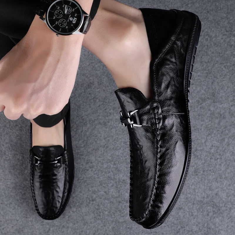 King Jinmai Gommino Loafers Men Black/Dark Brown-6