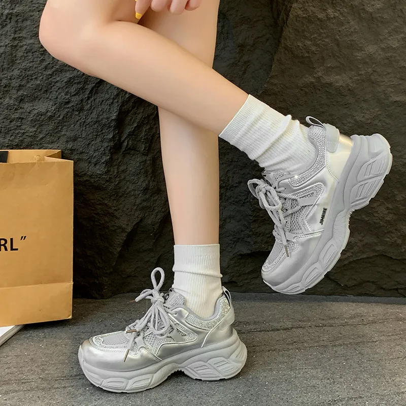 King Jinmai Breathable Coverage Low Top Chunky Sneakers Women's-3