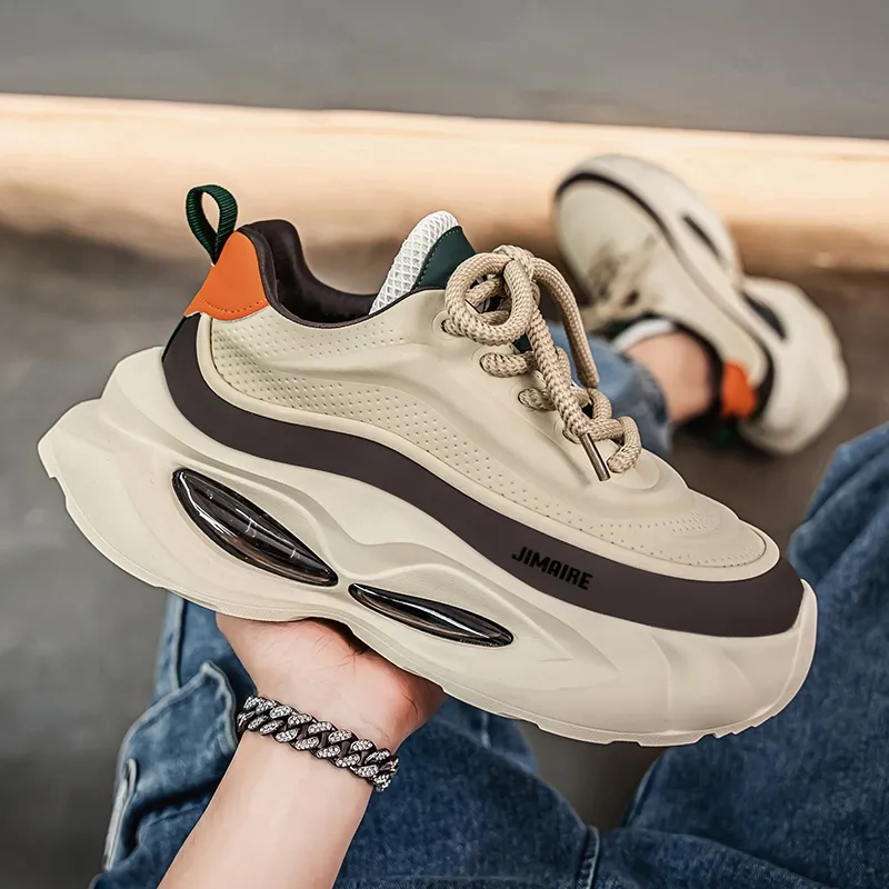King Jinmai Cushioning Anti Slip And Wear Resistant Height Increasing Low Top Chunky Sneakers Men's-8