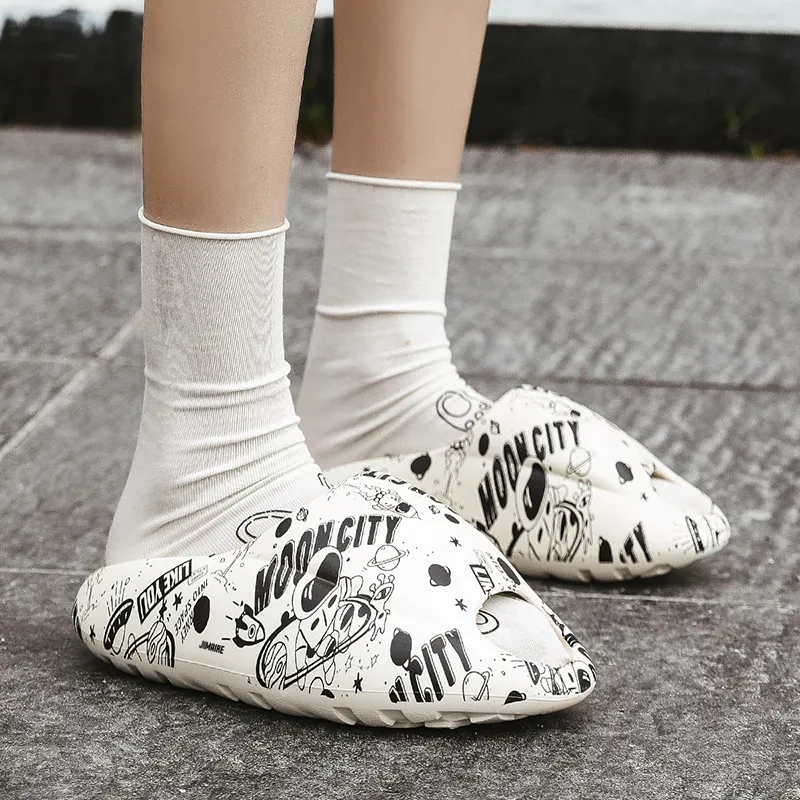 King Jinmai EVA Graffiti Slide Slippers Unisex-3