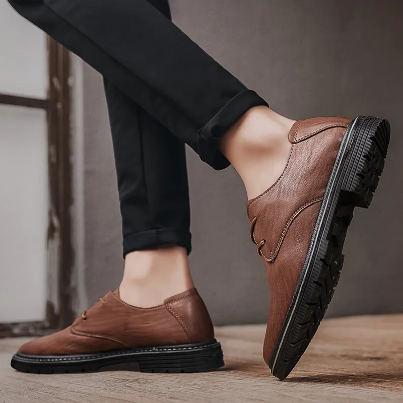 King Jinmai Men's Casual Shoes Men Low Top Black, Brown, Gray-18