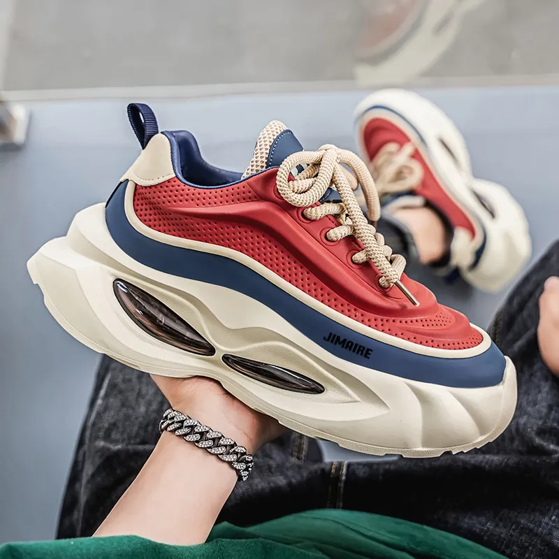 King Jinmai Cushioning Anti Slip And Wear Resistant Height Increasing Low Top Chunky Sneakers Men's-3