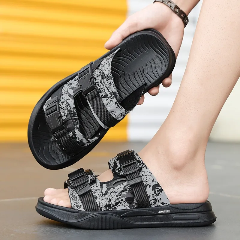 King Jinmai Rubber Sole Odor Resistant Slide Slippers Men's-3