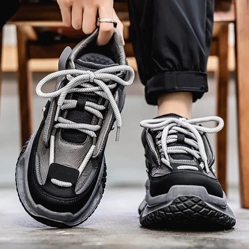 King Jinmai Anti Slip And Wear Resistant Height Increasing Low Top Chunky Sneakers Men's-14