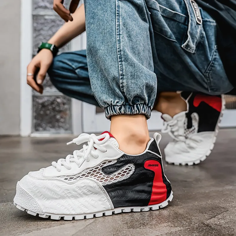 King Jinmai Slip Resistant, Abrasion Resistant, Breathable, Height Increasing Low Top Chunky Sneakers Men's-3