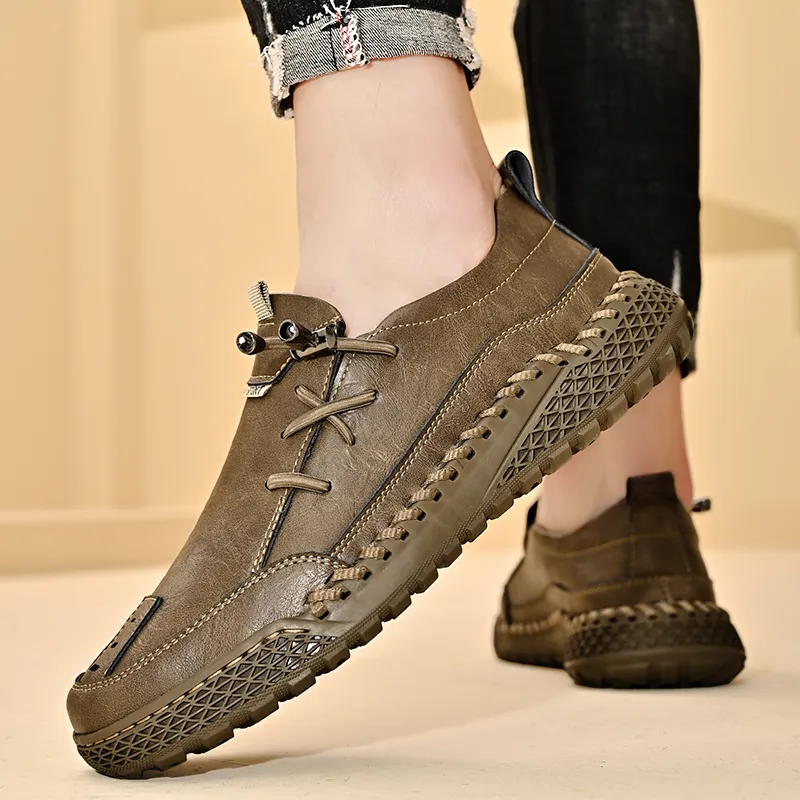 King Jinmai Men's Casual Shoes Men Low Top Khaki-19