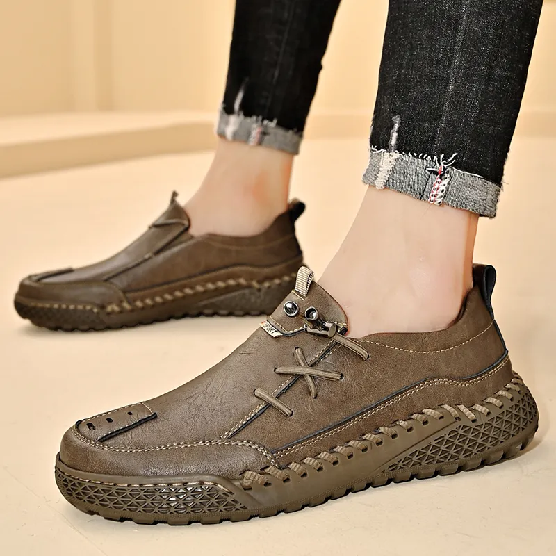 King Jinmai Men's Casual Shoes Men Low Top Khaki-17