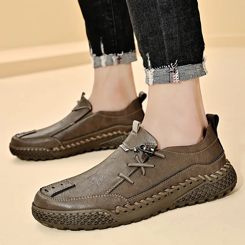 King Jinmai Men's Casual Shoes Men Low Top Khaki-22