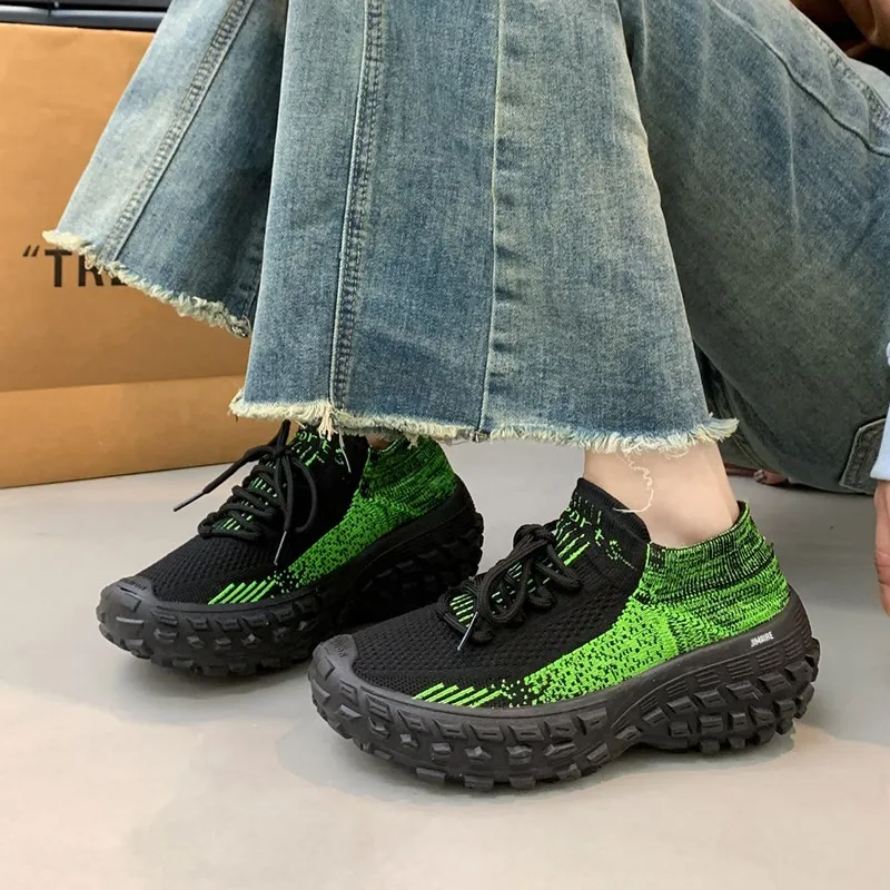 King Jinmai Breathable Mid Top Chunky Sneakers Women's-7