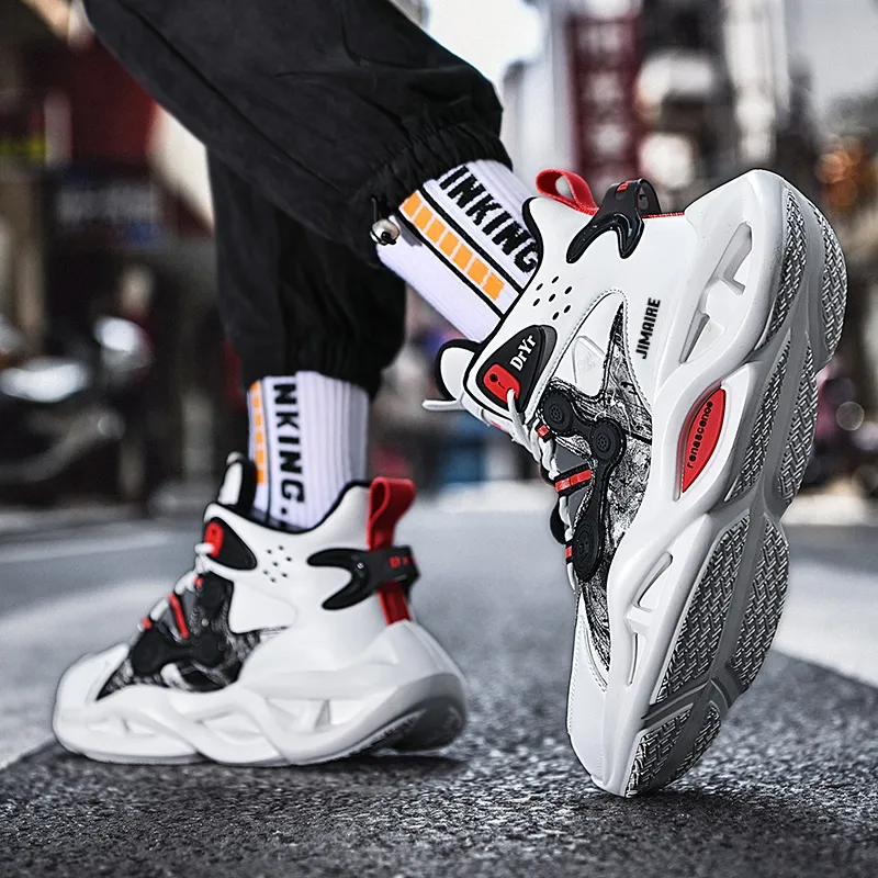 King Jinmai Slip Resistant Cushioning Lightweight Height Increasing Mid Top Casual Shoes Men's-12