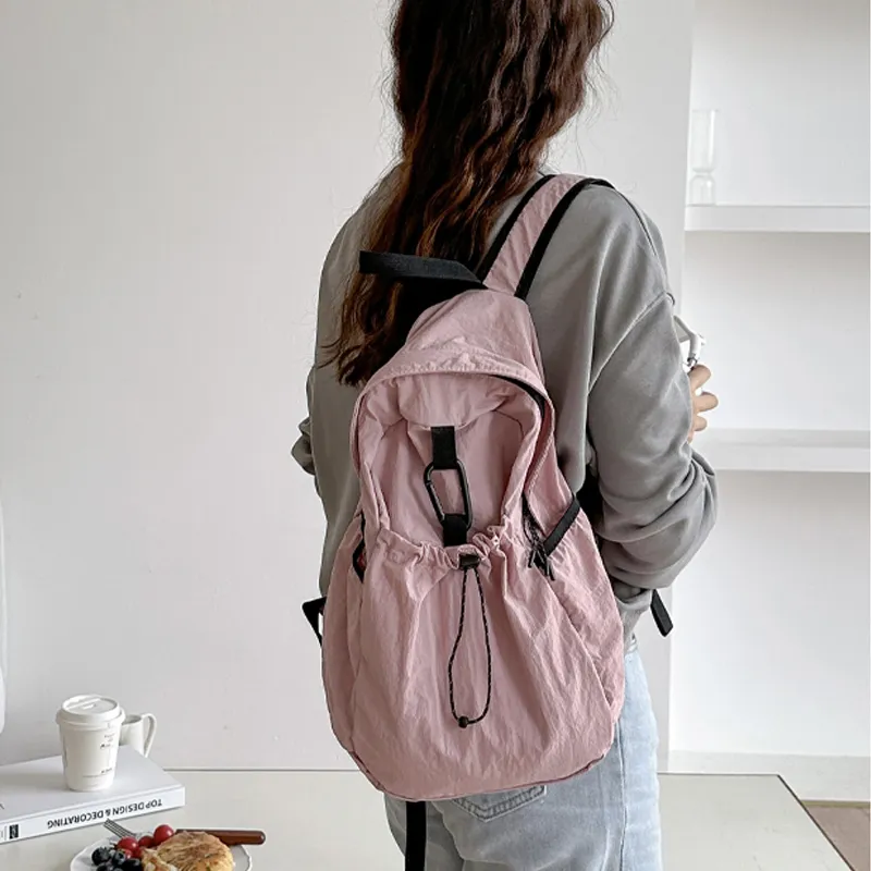 GKY Nylon Backpack Unisex White/Black/Pink/Blue-9