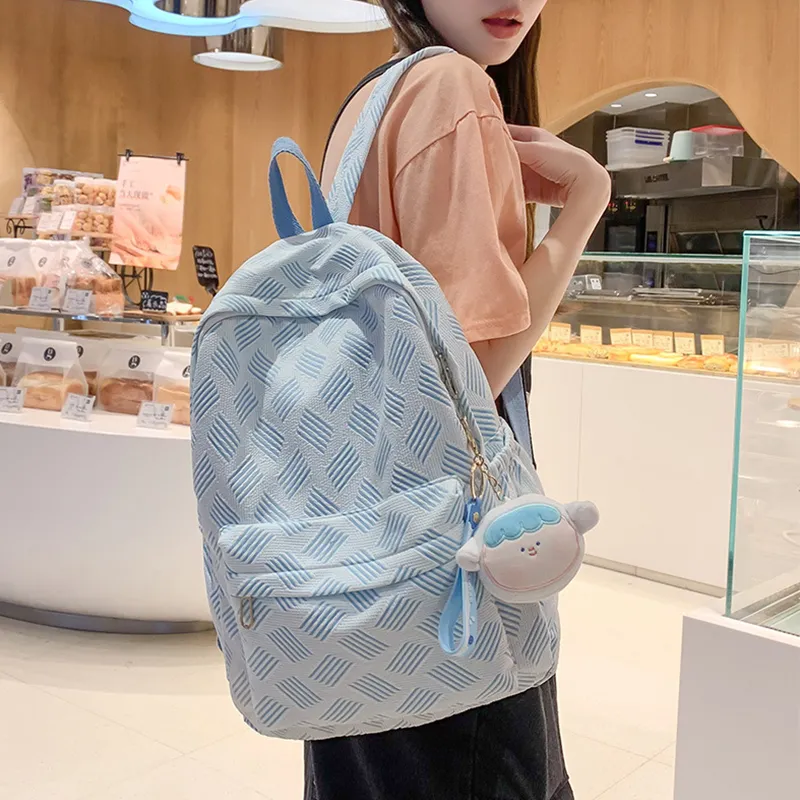 GKY Nylon Backpack Regular Unisex Gray/Blue/Green/Light Pink-3