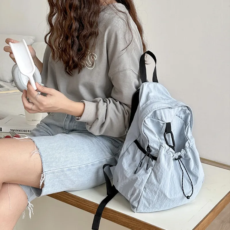 GKY Nylon Backpack Unisex White/Black/Pink/Blue-6
