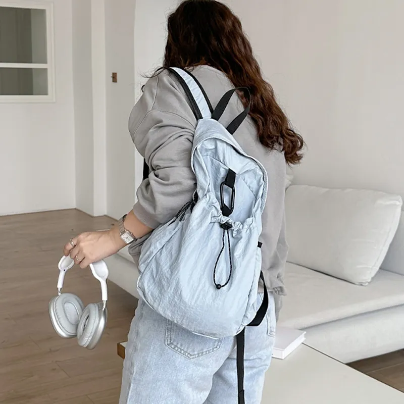 GKY Nylon Backpack Unisex White/Black/Pink/Blue-5