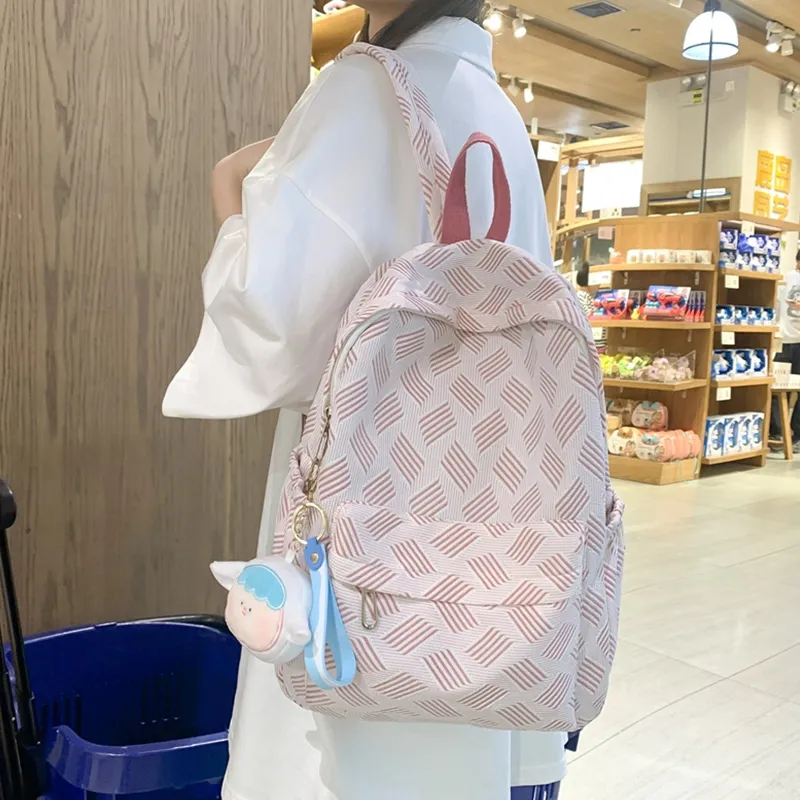 GKY Nylon Backpack Regular Unisex Gray/Blue/Green/Light Pink-8