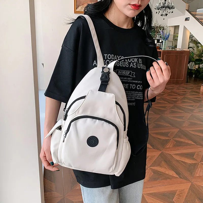 GKY Nylon Backpack Regular Unisex White/Orange/Black-3