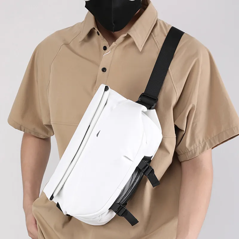 GKY Nylon Fabric Shoulder Bag Crossbody Bag Sports Multifunction Medium Size Men's Black/White/Khaki-11