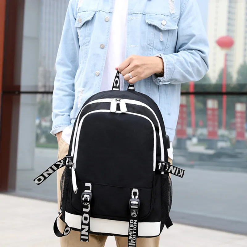 GKY Oxford Fashion Backpack Double Shoulder Backpack Regular Unisex Black-9