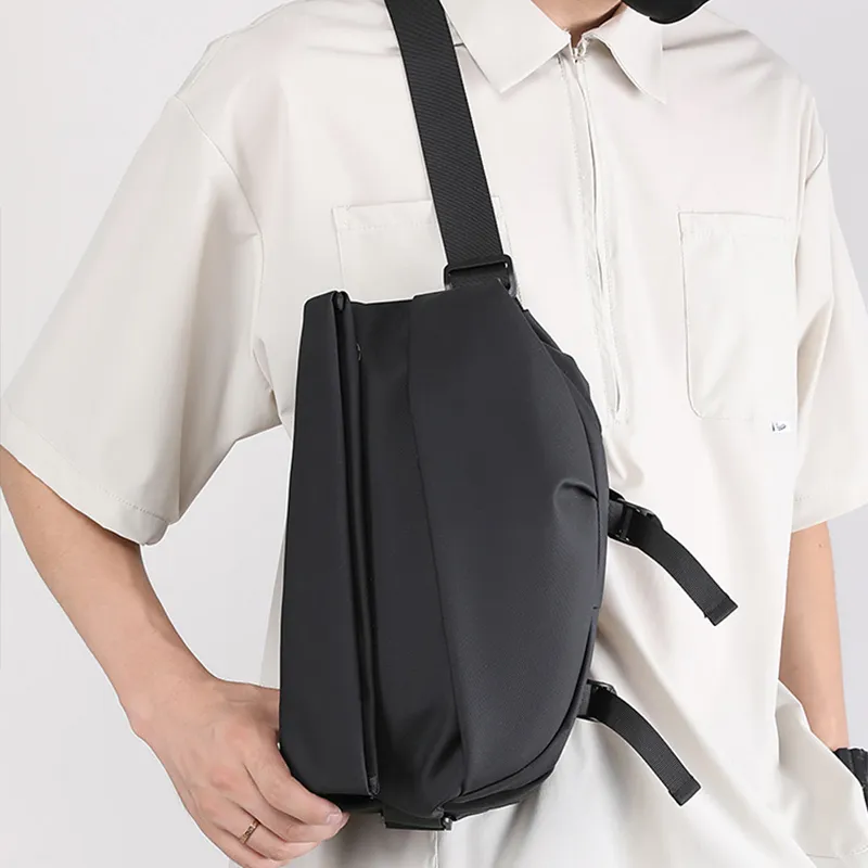 GKY Nylon Fabric Shoulder Bag Crossbody Bag Sports Multifunction Medium Size Men's Black/White/Khaki-4