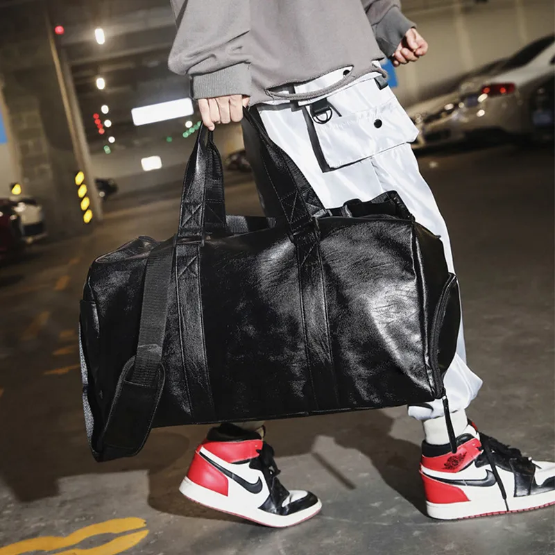 GKY PU Gym Bag Large Size Unisex White/Black-2