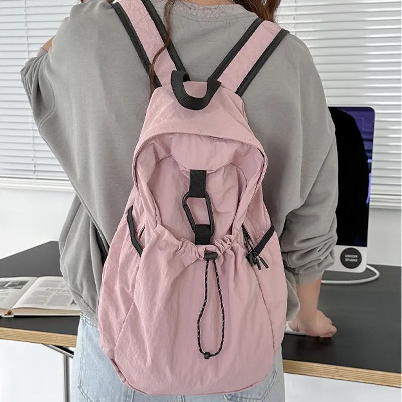 GKY Nylon Backpack Unisex White/Black/Pink/Blue-10