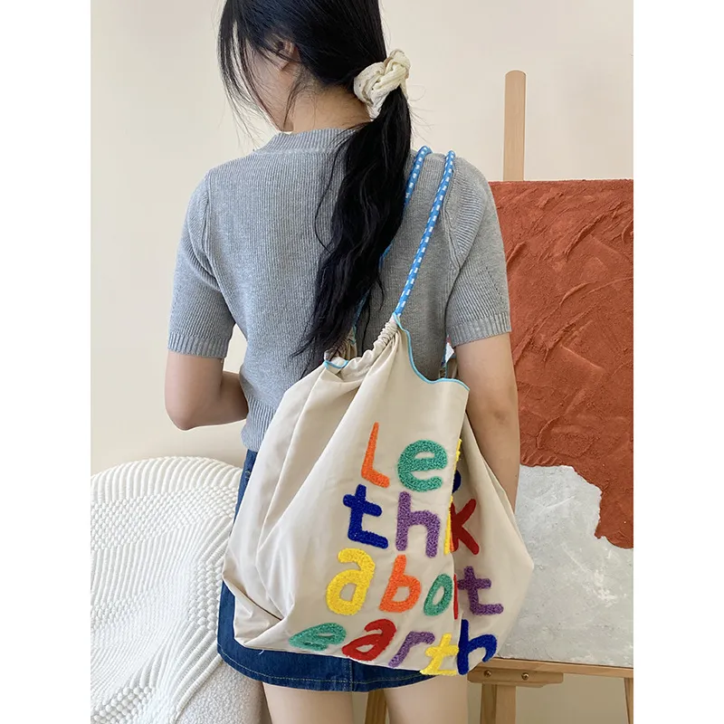 GKY Polyester Tote Bag Shopping Bag Shoulder Bags Unisex Yellow/Purple/Light Gray/Brown/Pink-13