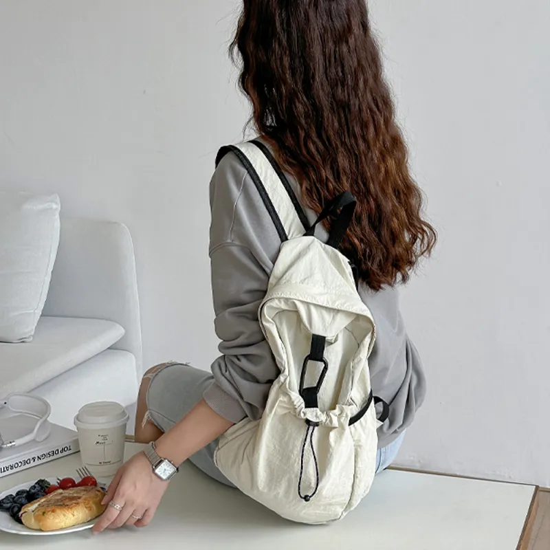 GKY Nylon Backpack Unisex White/Black/Pink/Blue-1