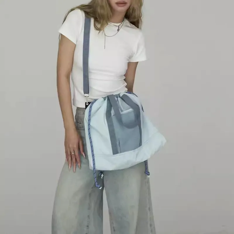 GKY Canvas Bag Portable Crossbody Backpack Women's Light Blue-7