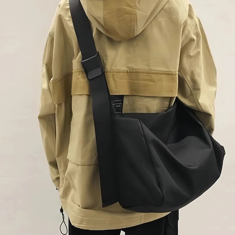 GKY Nylon Shoulder Bag Medium Size Unisex Black/Blue/Green-6