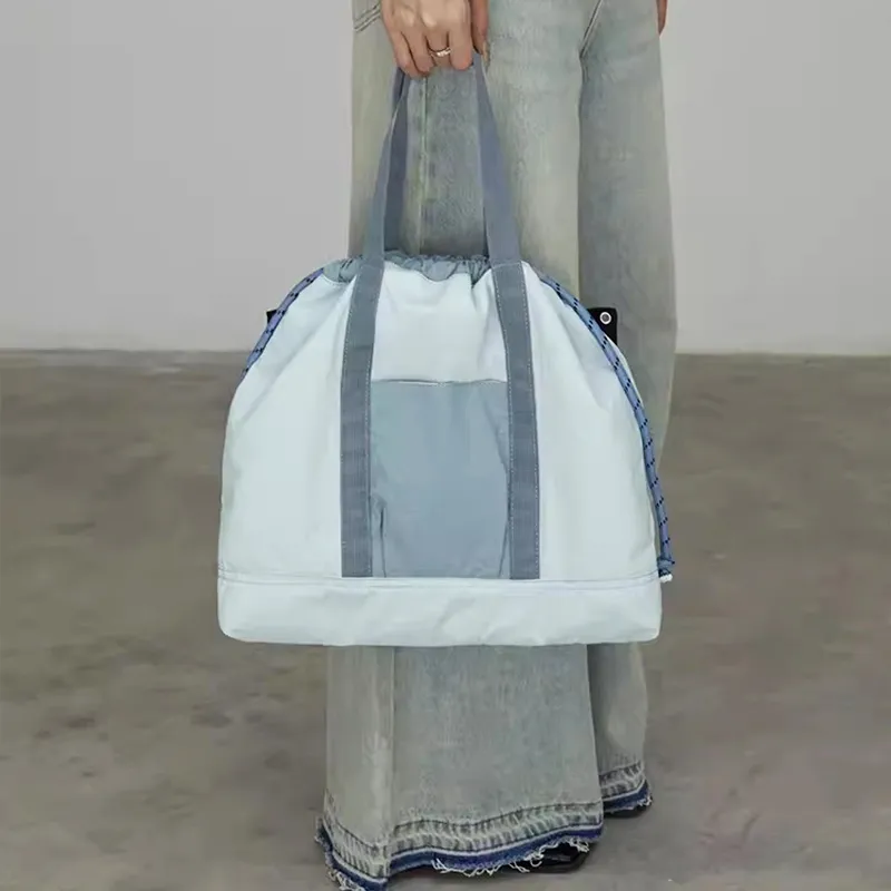 GKY Canvas Bag Portable Crossbody Backpack Women's Light Blue-6