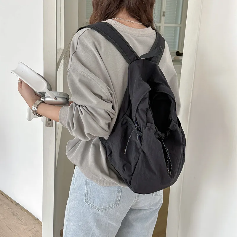 GKY Nylon Backpack Unisex White/Black/Pink/Blue-13