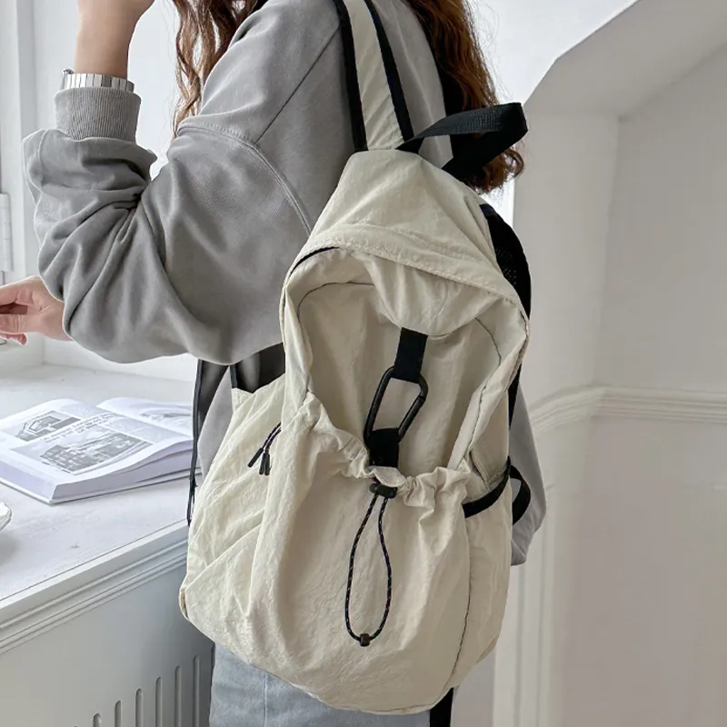 GKY Nylon Backpack Unisex White/Black/Pink/Blue-2