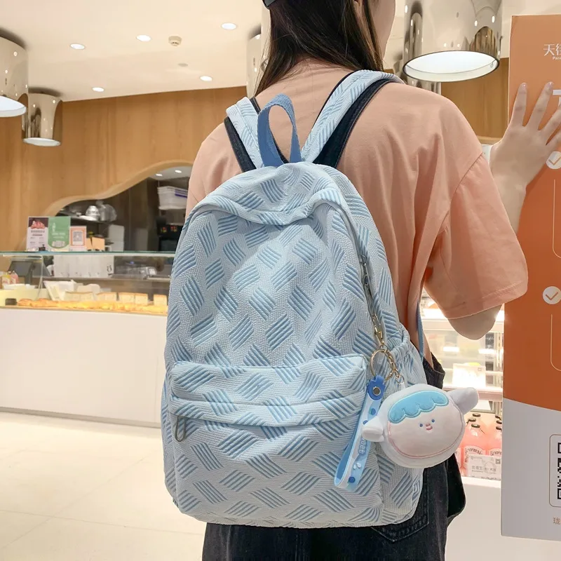 GKY Nylon Backpack Regular Unisex Gray/Blue/Green/Light Pink-4