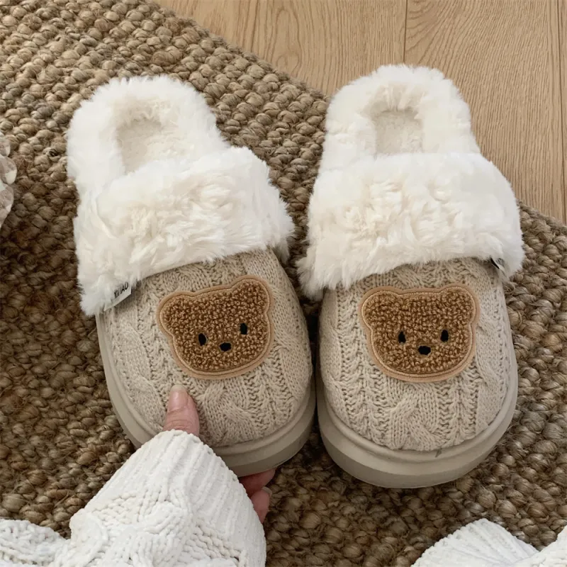 SHIGUDE Home Cotton Slippers Women's White-9