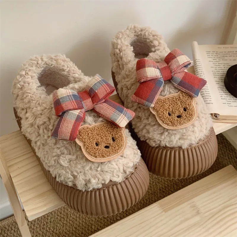 SHIGUDE Cotton Slippers Women's Brown-11