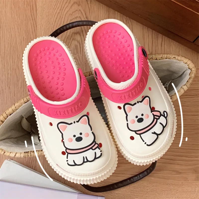 SHIGUDE Slippers Women's, White Rose Red-2
